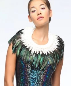 SEA DRAGON STUDIO Iridescent-Black Feather Collar