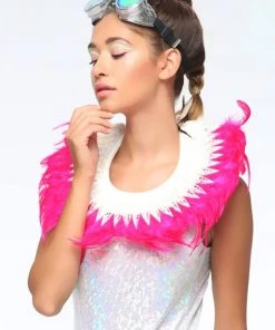 SEA DRAGON STUDIO Hot Pink Feather Collar Accessories
