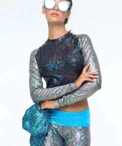 SEA DRAGON STUDIO Tops Holographic Hardball Tee Crop Top | 13 Colors