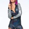 SEA DRAGON STUDIO Jumpsuits Holographic Zip-Front Playsuit | 13 Colors