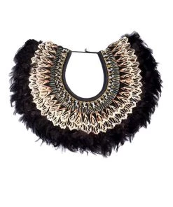 SEA DRAGON STUDIO Bejeweled Black Feather Collar Men