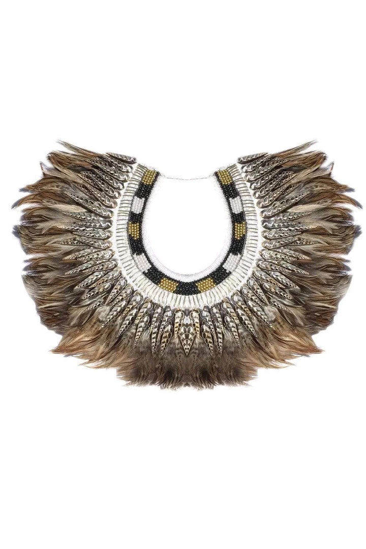 SEA DRAGON STUDIO Men Bejeweled Natural Color Feather Collar 3 SEA DRAGON STUDIO Men Bejeweled Natural Color Feather Collar