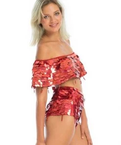 Ladee Taha CITY LIGHTS SEQUIN SHORTS | Red Diamond Bottoms