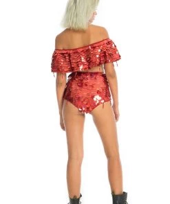 Ladee Taha CITY LIGHTS SEQUIN SHORTS | Red Diamond Bottoms