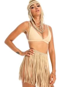 Ladee Taha OCEAN TRIANGLE TOP | Tan Tops