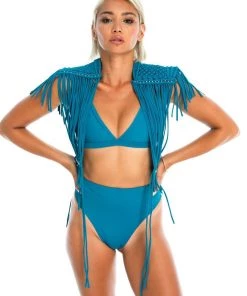 Ladee Taha Tops OCEAN TRIANGLE TOP | Teal