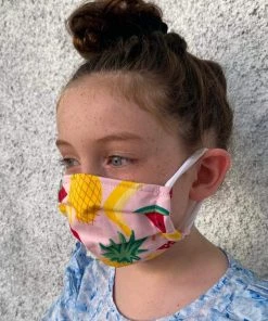 UNIFY Kidswear Kids Pink Fruitalicious 3ply Pleated Cotton Face Mask