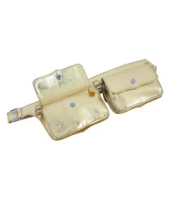 SEA DRAGON STUDIO Metallic Gold Double Pocket Leather Festival Belt Men