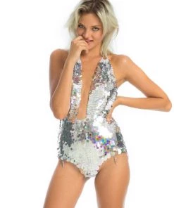 Ladee Taha HARLEQUIN SEQUIN BODYSUIT | Metallic Mermaid