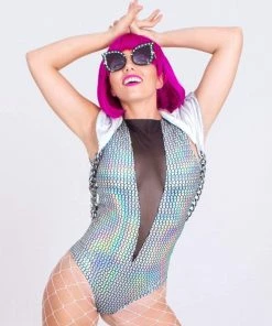 SEA DRAGON STUDIO Prismatic Mesh-Front Bodysuit
