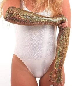 SEA DRAGON STUDIO Holographic Elbow-Length Fingerless Gloves | 13 Colors