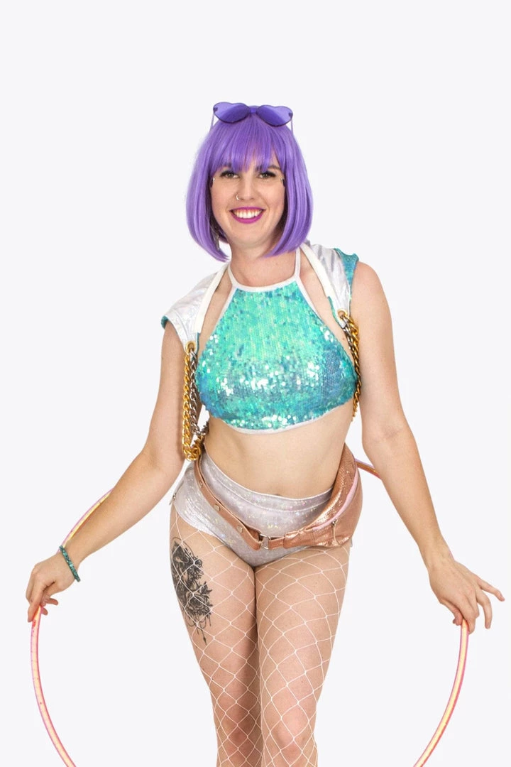 SEA DRAGON STUDIO Mermaid Scale Sequin Halter Top 4 SEA DRAGON STUDIO Mermaid Scale Sequin Halter Top