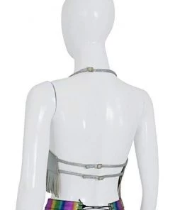 HOLOSEXUAL Thunderwire Cupless Tassle Leather Bra Tops