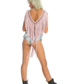 Ladee Taha INKA FRINGE TOP | Dusky Pink