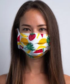 UNIFY Kidswear Kids White Fruitalicious 3ply Pleated Cotton Face Mask