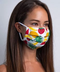 UNIFY Kidswear Kids White Fruitalicious 3ply Pleated Cotton Face Mask