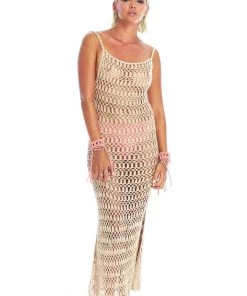 Ladee Taha MELLA CROCHET DRESS | Mocha