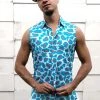 SEA DRAGON STUDIO Techno Leopard Sleeveless Button Down Shirt - Limited Edition Men