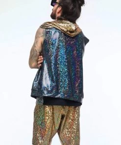 SEA DRAGON STUDIO Mens Holographic Sleeveless Hoodie | 13 Colors Most Popular