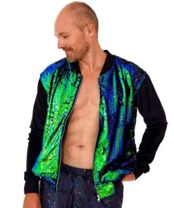 SEA DRAGON STUDIO Mens Sequin Bomber Jacket