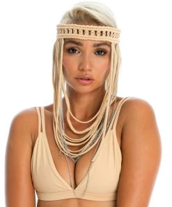 Ladee Taha ORACLE DAWN HEADPIECE | Tan