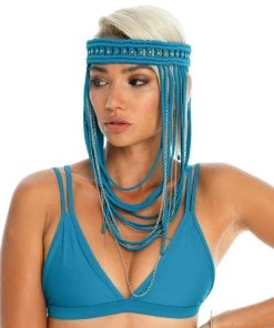 Ladee Taha ORACLE DAWN HEADPIECE | Teal
