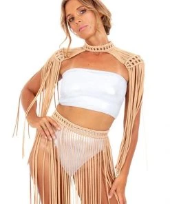 Ladee Taha Tops ORACLE DAWN EPAULETTES TOP | Tan