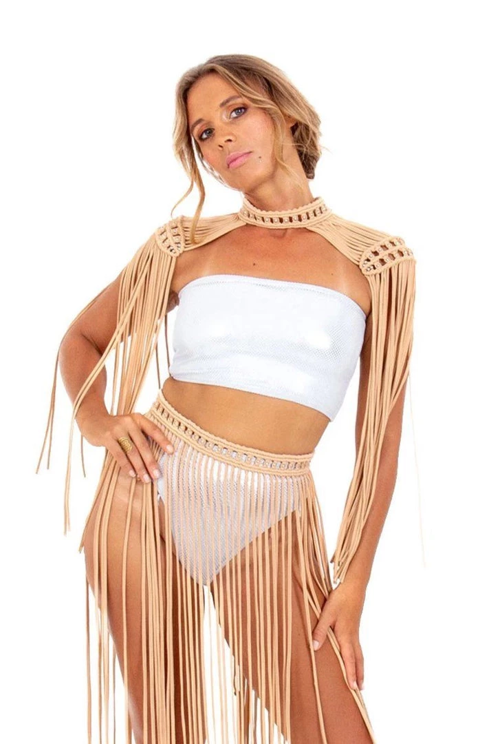 Ladee Taha Tops ORACLE DAWN EPAULETTES TOP | Tan 3 Ladee Taha Tops ORACLE DAWN EPAULETTES TOP | Tan