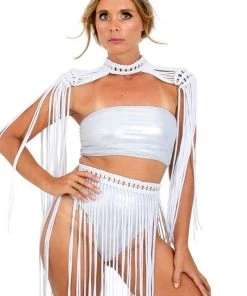 Ladee Taha Tops ORACLE DAWN EPAULETTES TOP | White