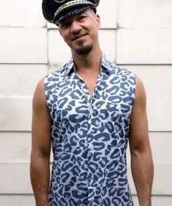 SEA DRAGON STUDIO Dusty Leopard Sleeveless Button Down Shirt - Limited Edition