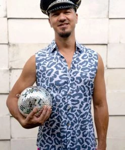 SEA DRAGON STUDIO Dusty Leopard Sleeveless Button Down Shirt - Limited Edition