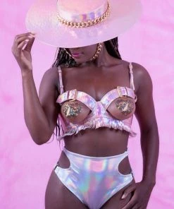 HOLOSEXUAL Buckle Up Cupless Bra Tops