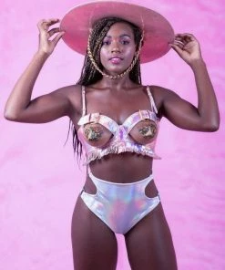 HOLOSEXUAL Buckle Up Cupless Bra Tops