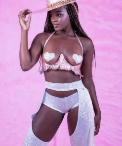 HOLOSEXUAL Tops Thunderwire Cupless Tassle Vegan Leather Bra