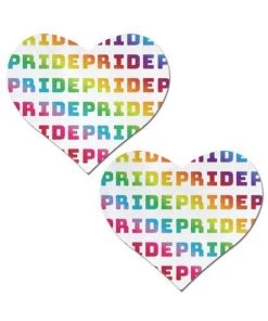 PASTEASE Pride White-Rainbow Glitter Heart Nipple Pasties