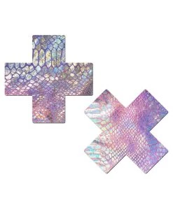 PASTEASE Snake Skin Rainbow Cross Nipple Pasties Accessories