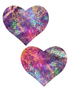 PASTEASE Accessories Snake Skin Rainbow Heart Nipple Pasties