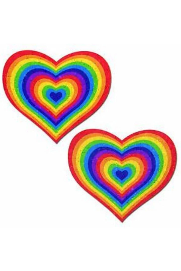 PASTEASE Accessories Rainbow Velvet Glitter Heart Nipple Pasties 3 PASTEASE Accessories Rainbow Velvet Glitter Heart Nipple Pasties