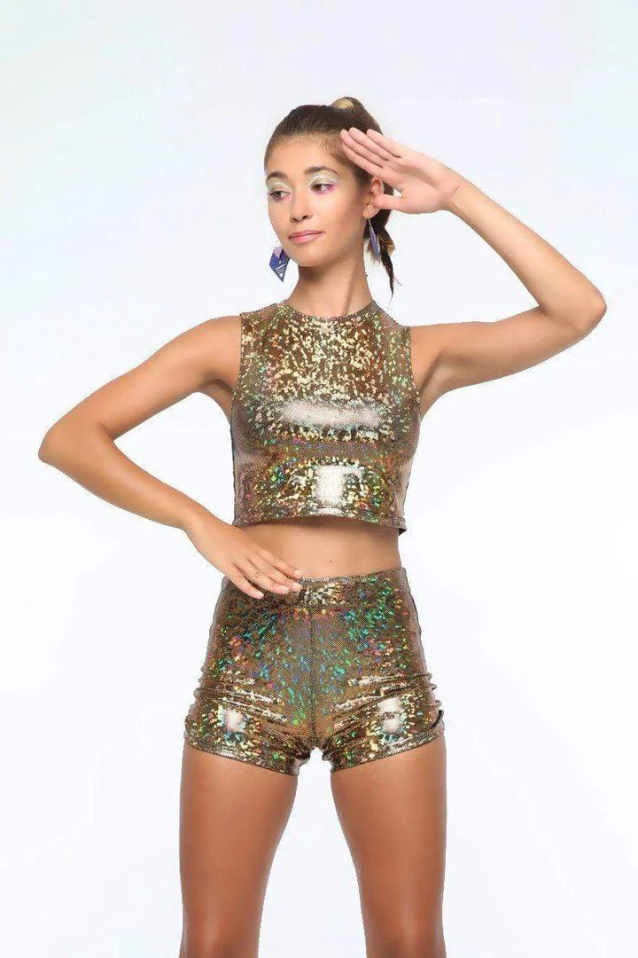 SEA DRAGON STUDIO Tops Holographic Roller Girl Crop Top | 13 Colors