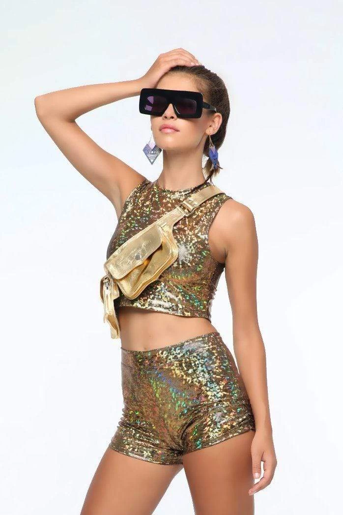 SEA DRAGON STUDIO Tops Holographic Roller Girl Crop Top | 13 Colors