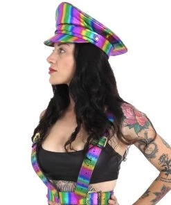HOLOSEXUAL Boogie Conductor Rainbow Leather Hat Men