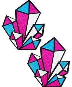 PASTEASE Glittering Pink & Blue Crystal Cluster Nipple Pasties Accessories