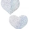 PASTEASE Accessories Holographic Silver-White Glitter Heart Nipple Pasties
