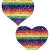 PASTEASE Glittering Double Rainbow Heart Nipple Pasties