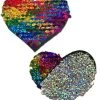 PASTEASE Rainbow And Silver Glitter Color Changing Sequin Heart Nipple Pasties