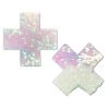 PASTEASE Accessories Iridescent Pink Pearl & White Flip Sequin Cross Nipple Pasties 1 PASTEASE Accessories Iridescent Pink Pearl & White Flip Sequin Cross Nipple Pasties