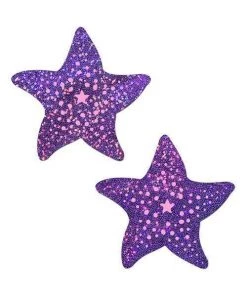 PASTEASE Holographic Purple & Pink Print Seastar Mermaid Nipple Pasties