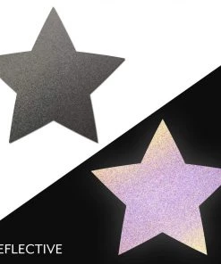 PASTEASE Reflective Gun Metal Grey Star Nipple Pasties