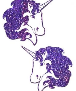 PASTEASE Purple Glitter Unicorn Nipple Pasties